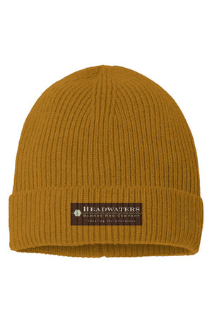 Sustainable Fine Rib Knit Beanie - Headwaters Logo