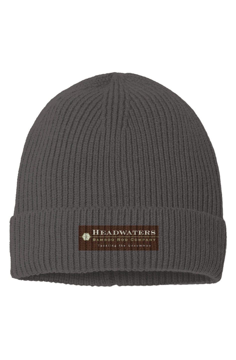 Sustainable Fine Rib Knit Beanie - Headwaters Logo