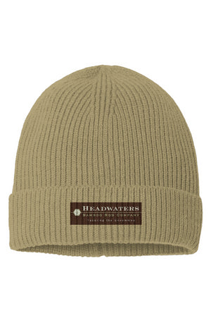 Sustainable Fine Rib Knit Beanie - Headwaters Logo