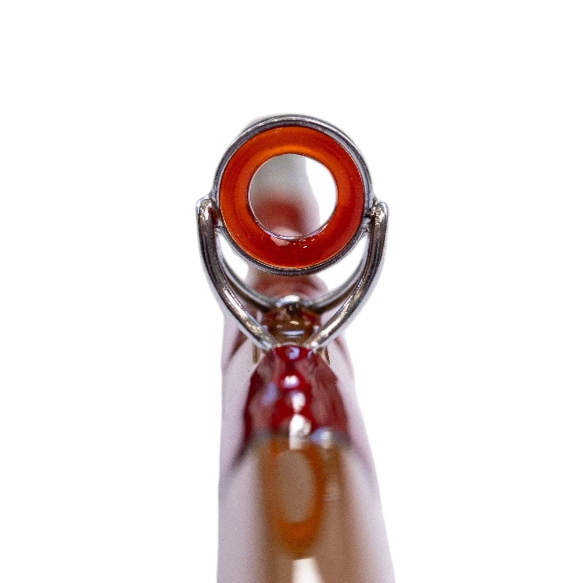 Stripping guide with red silk wraps on split cane