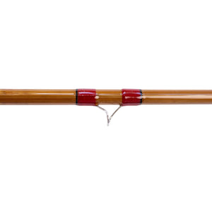 Hand-wrapped snake guide on a Headwaters bamboo fly rod