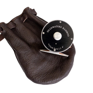 Clark Fork 2.5 reel and leather pouch